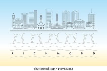 Richmond, Virginia skyline vector illustration and typography design 