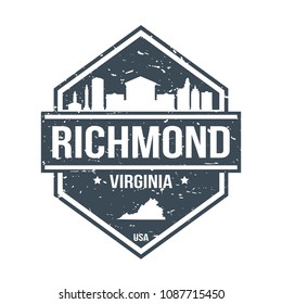 Richmond Virginia Travel Stamp Icon Skyline City Design Tourism.