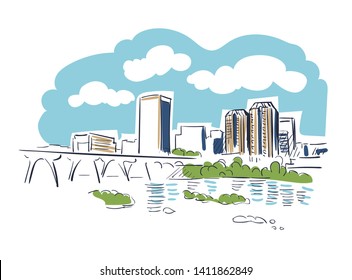 Richmond Virginia usa America vector sketch city illustration line art 