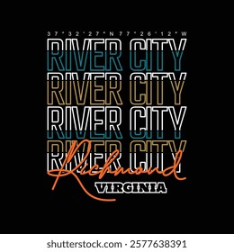 Richmond Virginia,Vintage typography design in vector illustration.Clothing,t shirt,apparel and other uses.Abstract design with the grunge and denim style. Vector print, typography, poster.