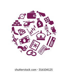 richness icons in circle