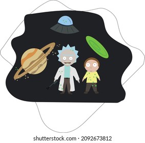 Rick and morty, around which a planet, a portal and a space plate