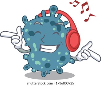 Rickettsia Cartoon in design concept listening music