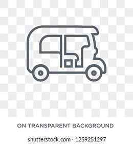 Ricksaw icon. Trendy flat vector Ricksaw icon on transparent background from india collection. High quality filled Ricksaw symbol use for web and mobile