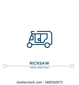 ricksaw outline vector icon. simple element illustration. ricksaw outline icon from editable india concept. can be used for web and mobile

