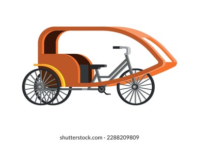 Rickshaw-Kabine, mit raderflacher Vektorgrafik gezogen