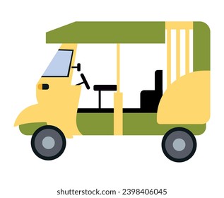 rickshaw car green vector isolated