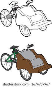 Rickshaw drawing vector art cartoon for children