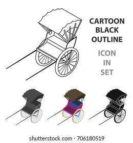 Rickshaw icon in cartoon style isolated on white background. Transportation symbol stock vector illustration.