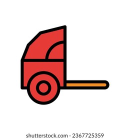 Rickshaw icon colored outline red orange colour chinese new year vector element and symbol perfect.