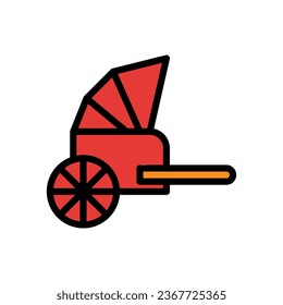 Icono rickshaw de color contorno rojo color naranja chino elemento vector año nuevo y símbolo perfecto.