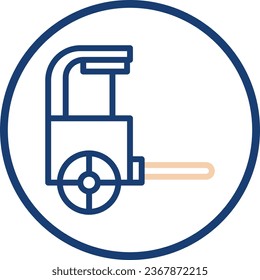 Rickshaw icon line rounded beige blue colour chinese new year vector element and symbol perfect.
