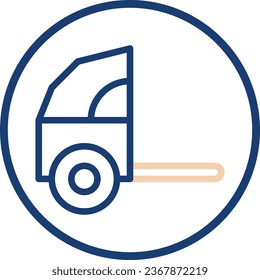 Icono rickshaw línea redondeada color azul beige elemento vector año nuevo chino y símbolo perfecto.