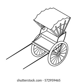 Rickshaw icon in outline style isolated on white background. Transportation symbol stock vector illustration.