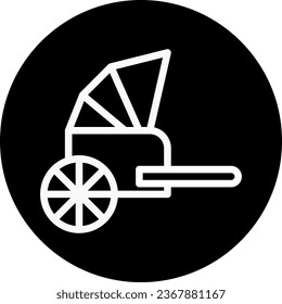 Rickshaw icon rounded white colour chinese new year vector element and symbol perfect.