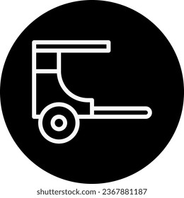 Rickshaw icon rounded white colour chinese new year vector element and symbol perfect.