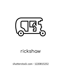 Rickshaw icon. Trendy modern flat linear vector Rickshaw icon on white background from thin line india collection, editable outline stroke vector illustration