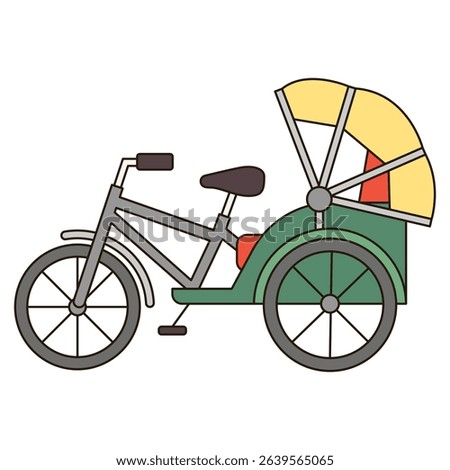 RICKSHAW illustration icon outline simple symbol isolated element transportation vehicle modern clean flat sticker decorative clipart drawing
