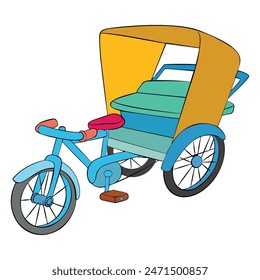Un rickshaw aislado sobre fondo blanco