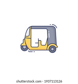 rickshaw Line Icon Isolated On White Background