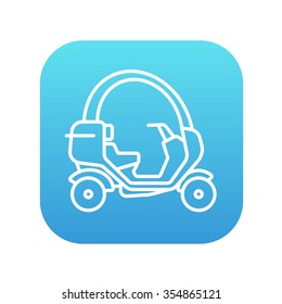 Ícone de linha Rickshaw para web, celular e infográficos. Ícone branco vetorial no quadrado gradiente azul com cantos arredondados isolados no plano de fundo branco.