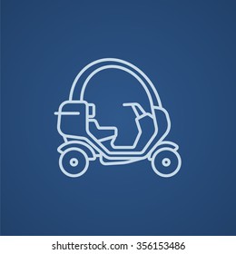 Rickshaw line icon for web, mobile and infographics. Vector light blue icon isolated on blue background.