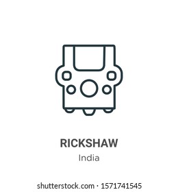 Rickshaw outline vector icon. Thin line black rickshaw icon, flat vector simple element illustration from editable india concept isolated on white background