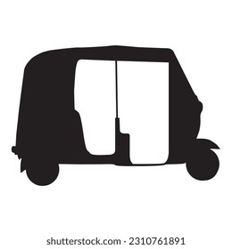 Rickshaw silhouetee icon on White background.	