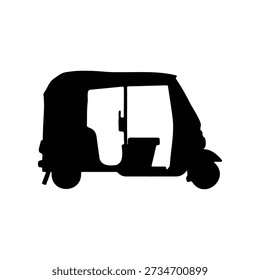Rickshaw silhouette icon vector flat design.