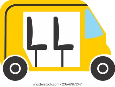 Rickshaw-Symbol, gelb und schwarz, flach, Vektorgrafik 