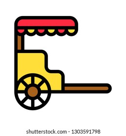 Rickshaw vector, Chinese lunar new year filled icon, editable outline