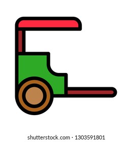 Rickshaw vector, Chinese lunar new year filled icon, editable outline