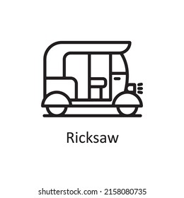 Rickshaw vector outline Icon Design illustration. City elements Symbol on White background EPS 10 File