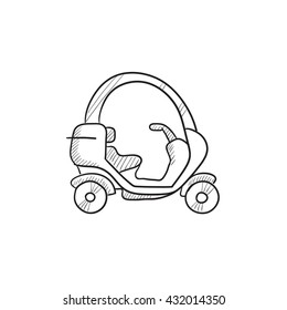 Icono de esbozo del vector rickshaw aislado en el fondo. Icono de Rickshaw dibujado a mano. Icono de sketch de Rickshaw para infografía, sitio web o aplicación.