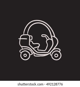 Icono de esbozo del vector rickshaw aislado en el fondo. Icono de Rickshaw dibujado a mano. Icono de sketch de Rickshaw para infografía, sitio web o aplicación.