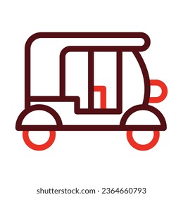 Rickshaw Vector Thick Line Two Color Icons For Personal And Commercial Use.
