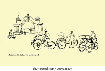 Rickshaws and Traditional Gate Gladak Klewer Market Solo