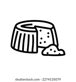 vector de icono de línea de corte de alimentos de queso ricotta. signo de corte de comida de queso ricotta. símbolo de contorno aislado ilustración negra