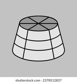 Icono de escala de grises vectorial de queso Ricotta. Signo de producto lácteo. Símbolo gráfico para cocinar diseño de sitio web y aplicaciones, logotipo, aplicación, interfaz de usuario