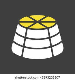 Ricotta cheese vector on dark background icon. Dairy product sign. Graph symbol for cooking web site and apps design, logo, app, UI