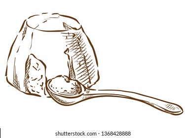 Ricotta vector sketch hand drawing