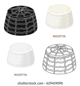 Ricotta.Different kinds of cheese single icon in cartoon style vector symbol stock illustration web.