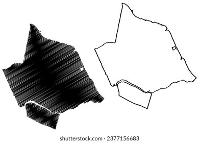 Ridderkerk municipality (Kingdom of the Netherlands, Holland, South Holland or Zuid-Holland province) map vector illustration, scribble sketch map