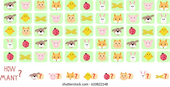 Riddle count the beasts vector illustration