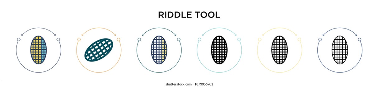 Riddle tool icon in filled, thin line, outline and stroke style. Vector illustration of two colored and black riddle tool vector icons designs can be used for mobile, ui, web