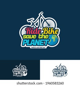 ride bike logo. world car free day logo vector design