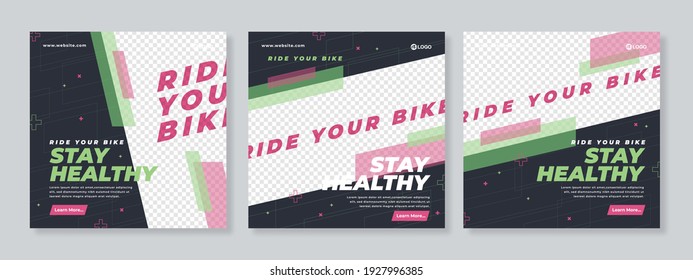 Ride bike social media post design template Premium Vector