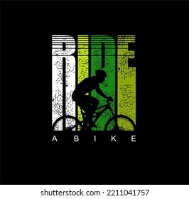  Ride A Bike, Vintage T shirt design print ready template vector art.