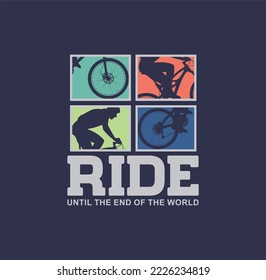  RIDE BIKE,TYPOGRAPHY DESIGN T-SHIRT PRINT.