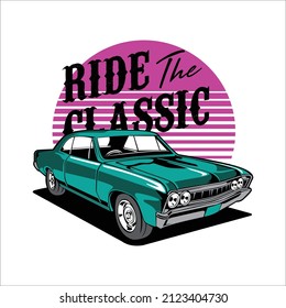 ride classic .stylish t-shirt and apparel abstract design for cars . Vector print, typography, poster. Global swatches